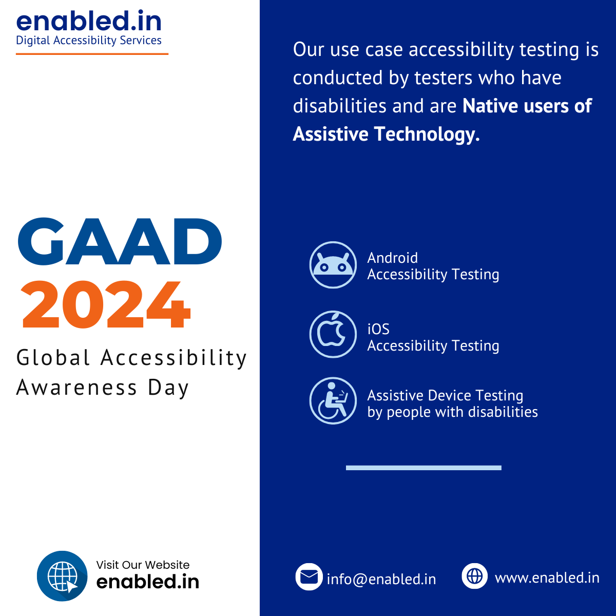 GAAD Accessibility Awareness - Our use case accessibility testing is conducted by testers who have disabilities and are native users of assistive technology.