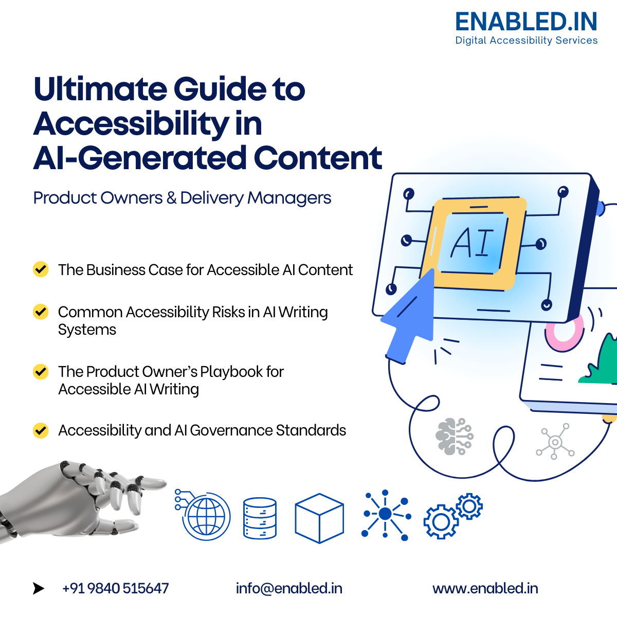Accessibility in AI-Generated Content Compliance is essential for meeting WCAG, ADA, EAA, and Section 508 standards. Learn how Product Owners and Delivery Managers can ensure inclusive, compliant AI systems.