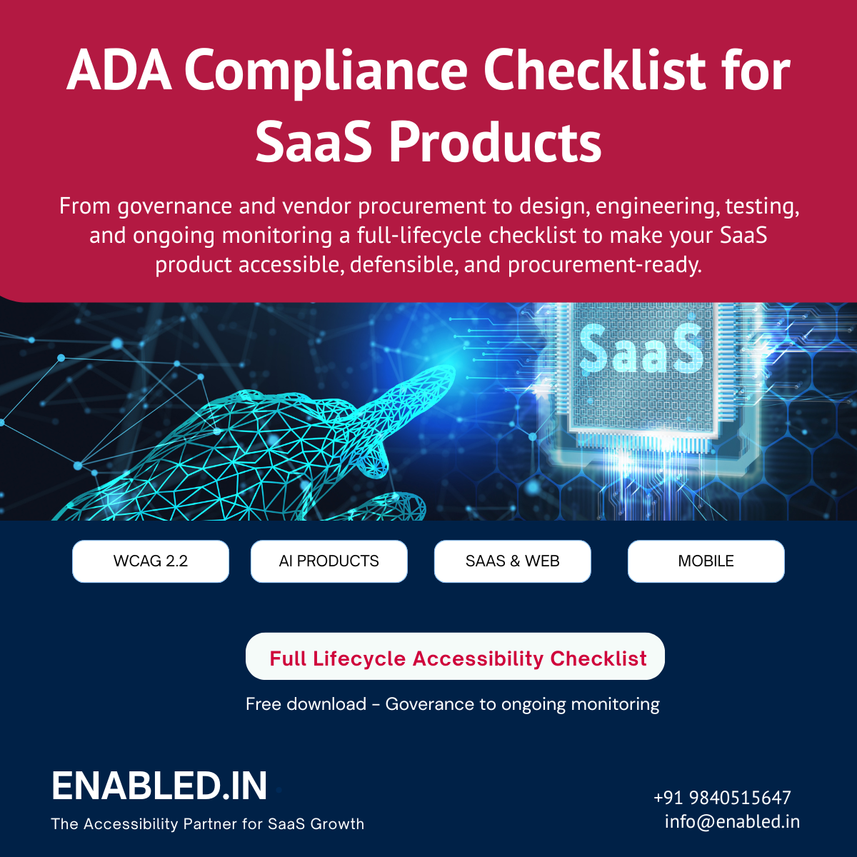 ADA Compliance Checklist for SAAS Products enabled 508 WCAG