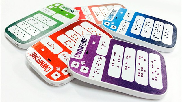 The Braille phones come in a variety of different colours | image source :  engadget.com