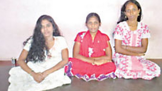 Muthumari (right) with two inmates at St Alphonse Ammal Differently-abled Rehabilitation Centre in Thoothukudi