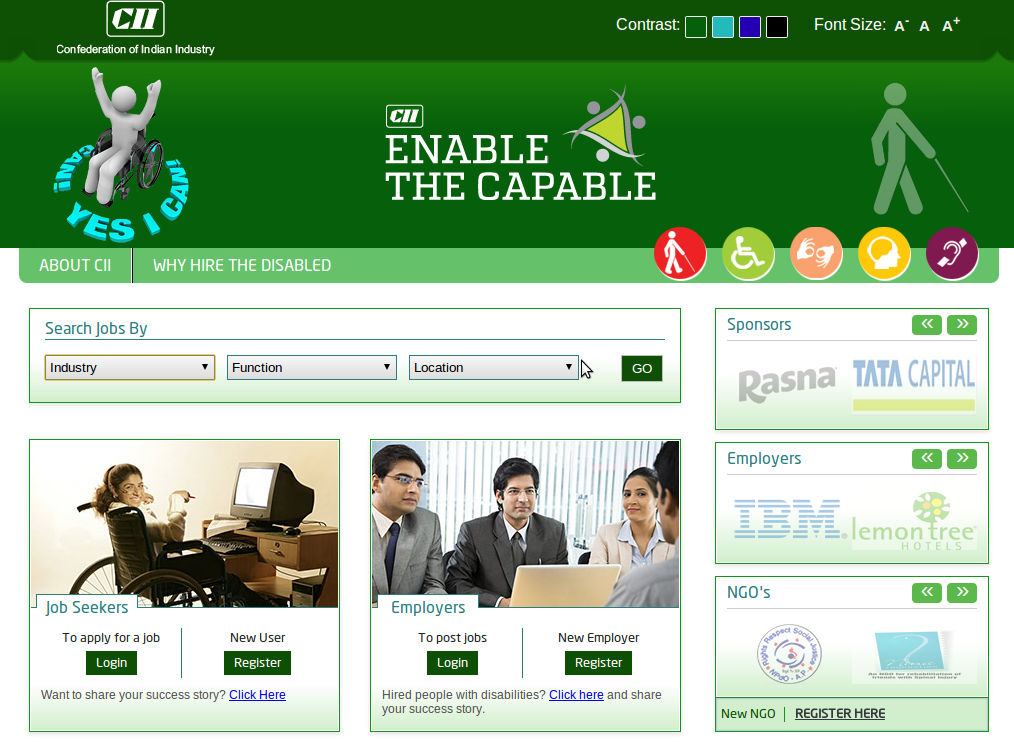 CII Specialability Jobs - Job portal for persons with disability.  initiative by CII 