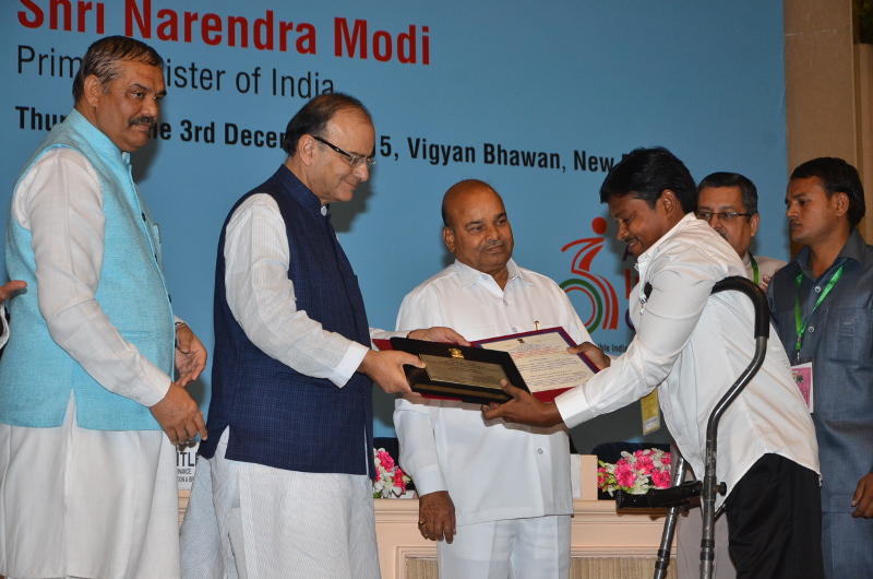 Best Accessible Website 2015 : Mr. Sathasivam received National Award from Arun Jaitley Minister of Finance of India
