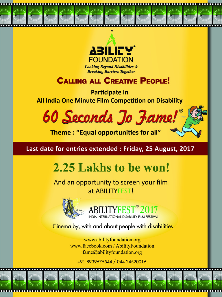 60 Seconds to Fame! – all India one minute film competition on disability