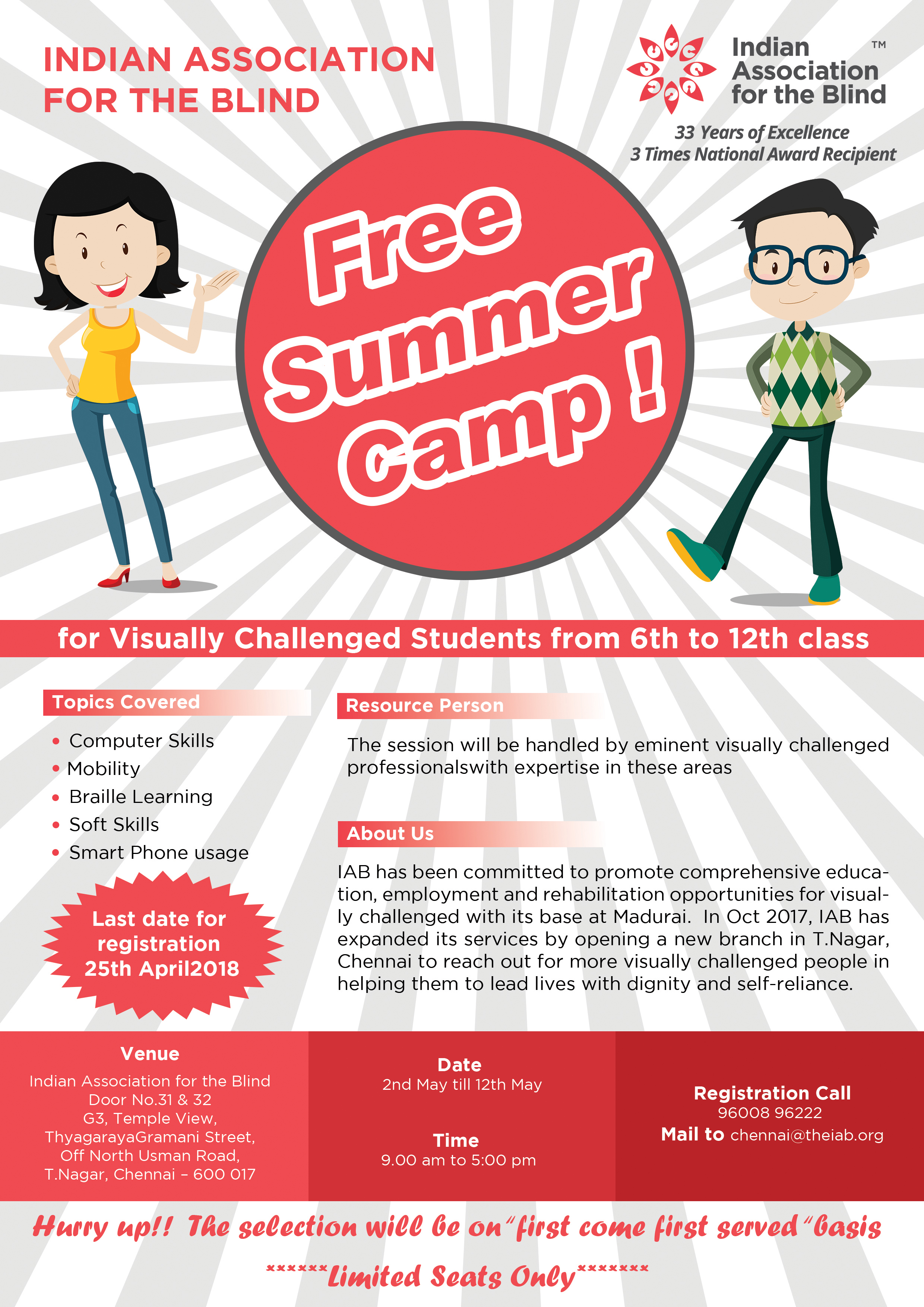 Free Summer Camp for Visually Challenged enabled.in