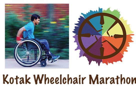 Kotak Wheelchair Marathon 2018 banner. In this banner, wheelchair marathon runner with event logo is appear.