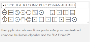compare the Roman alphabet and the ELIA Frames™