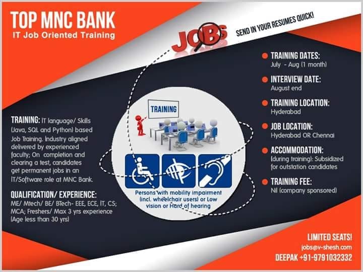 IT Job oriented training-mnc-bank