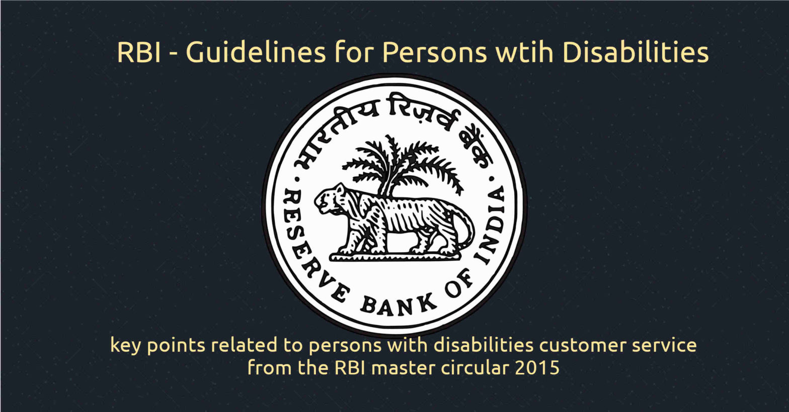 bank customer service disabilities - key points related to persons with disabilities customer service from the RBI master circular 2015