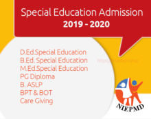 NIEPMD Special Education Admission – D.Ed.Special Education, B.Ed. Special Education, M.Ed.Special Education, PG Diploma, B. ASLP, BPT & BOT, Care Giving