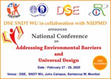 Department of Special Education,SNDT WU in collaboration with NIEPMD is organizing a National Workshop on Addressing Environmental Barriers and Universal Design