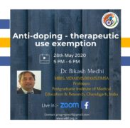 Anti-Doping - Therapeutic use exemption - 28th May 2020. Live on Facebook and Zoom.