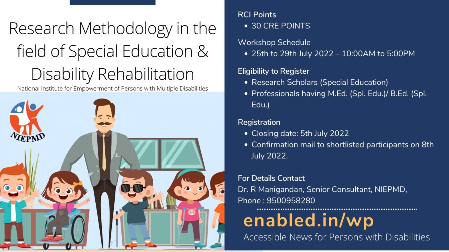 Research Methodology in the field of Special Education & Disability Rehabilitation-NIEPMD